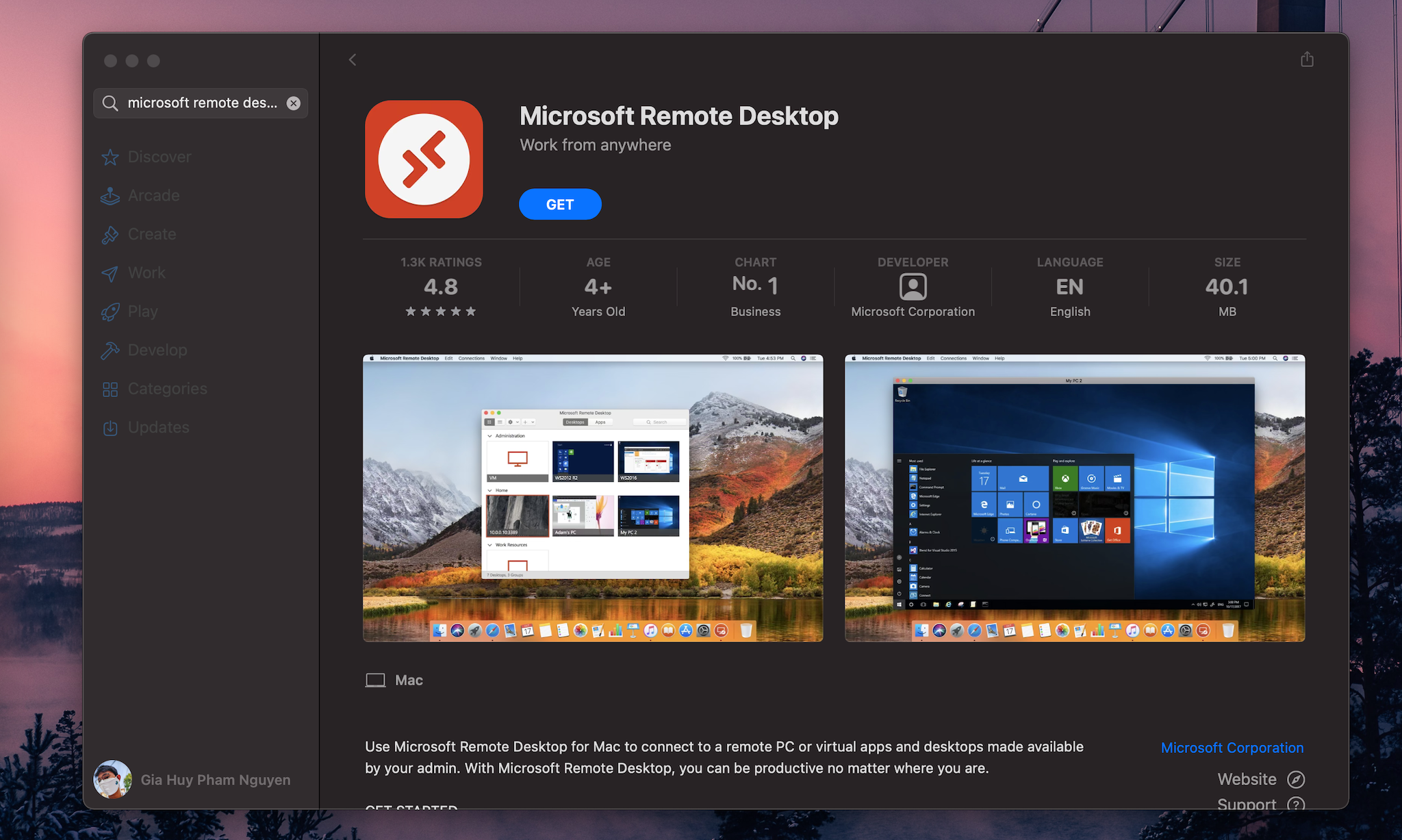 Microsoft Remote Desktop M1