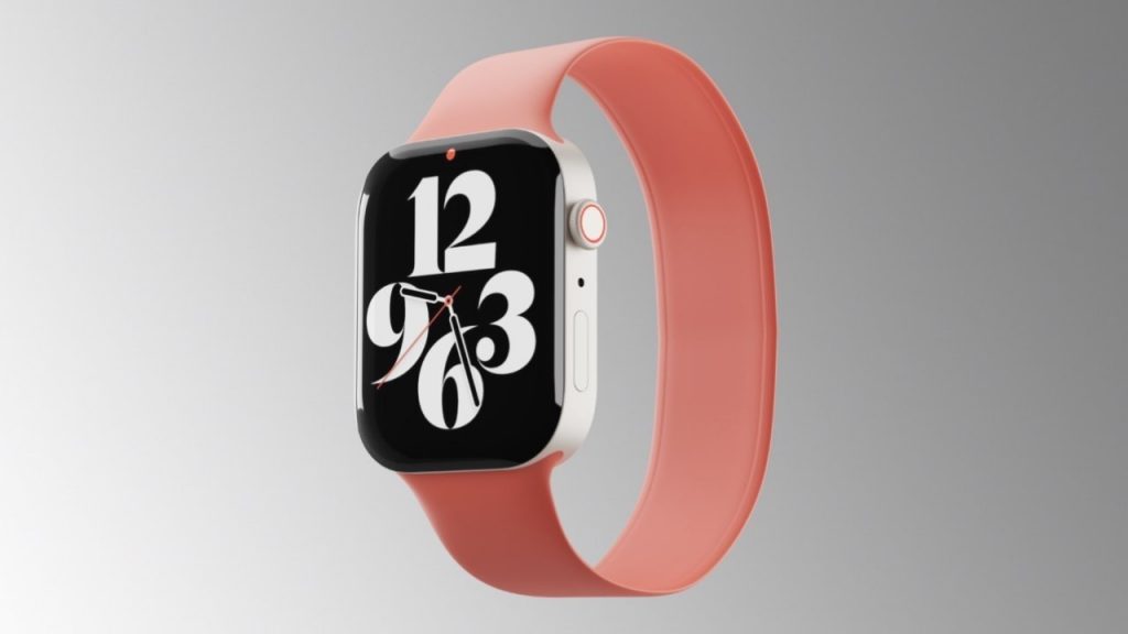 The Apple Watch Series 8 render shows the flat side design of the new model.