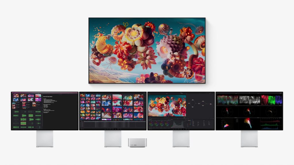 The Mac Studio can run with up to four 5K displays and one 4K TV. 