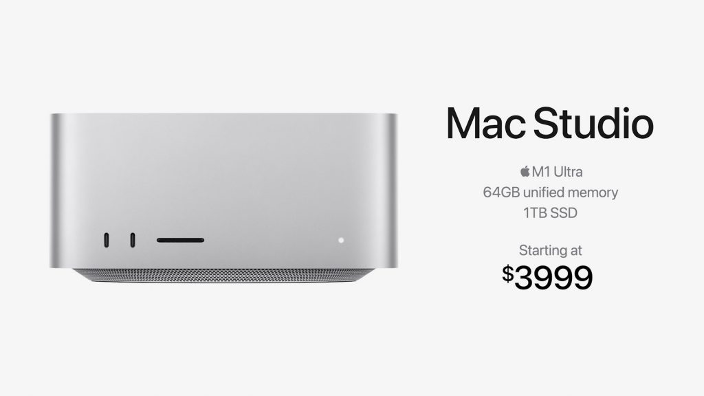 The base M1 Ultra Mac Studio starts at $3,999. It includes 64GB of RAM and 1TB of internal SSD storage. 