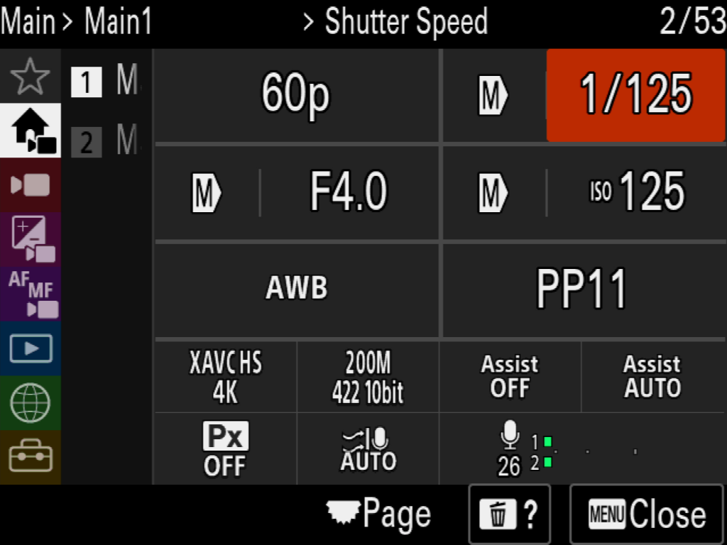 FX30 has an interactive settings display panel, but it lives in the main menus. / Ảnh: DPReview