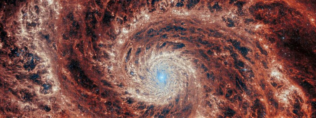 M51 được nhìn thấy bởi MIRI | Credit: ESA/Webb, NASA & CSA, A. Adamo (Đại học Stockholm) và đội FEAST JWST