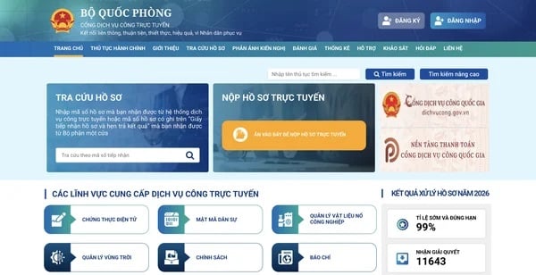 Cổng dịch vụ công trực tuyến của Bộ Quốc phòng - Nơi đăng ký bay flycam