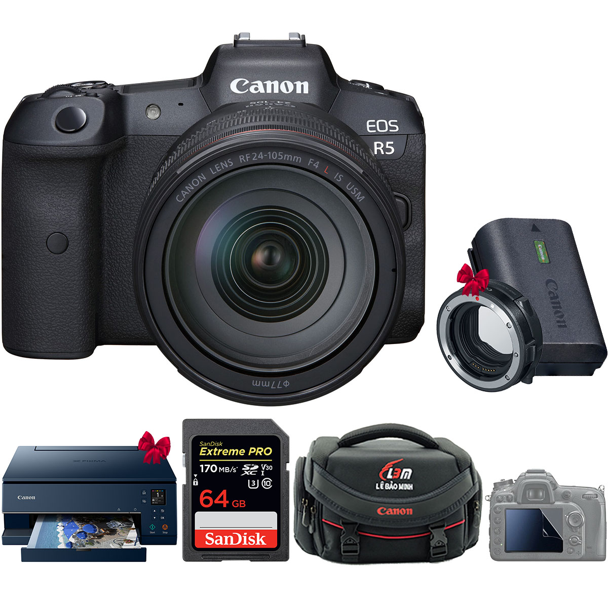 Canon Eos R5 Kit Rf 24105 F4l With Adapter