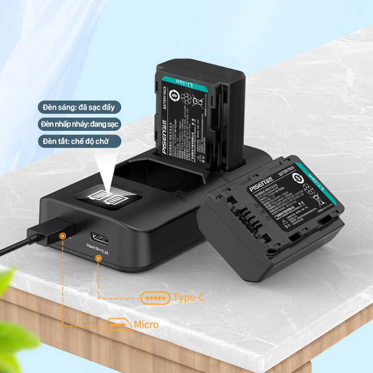 Bộ 2 pin & sạc Pisen NP-FZ100 dùng cho Sony