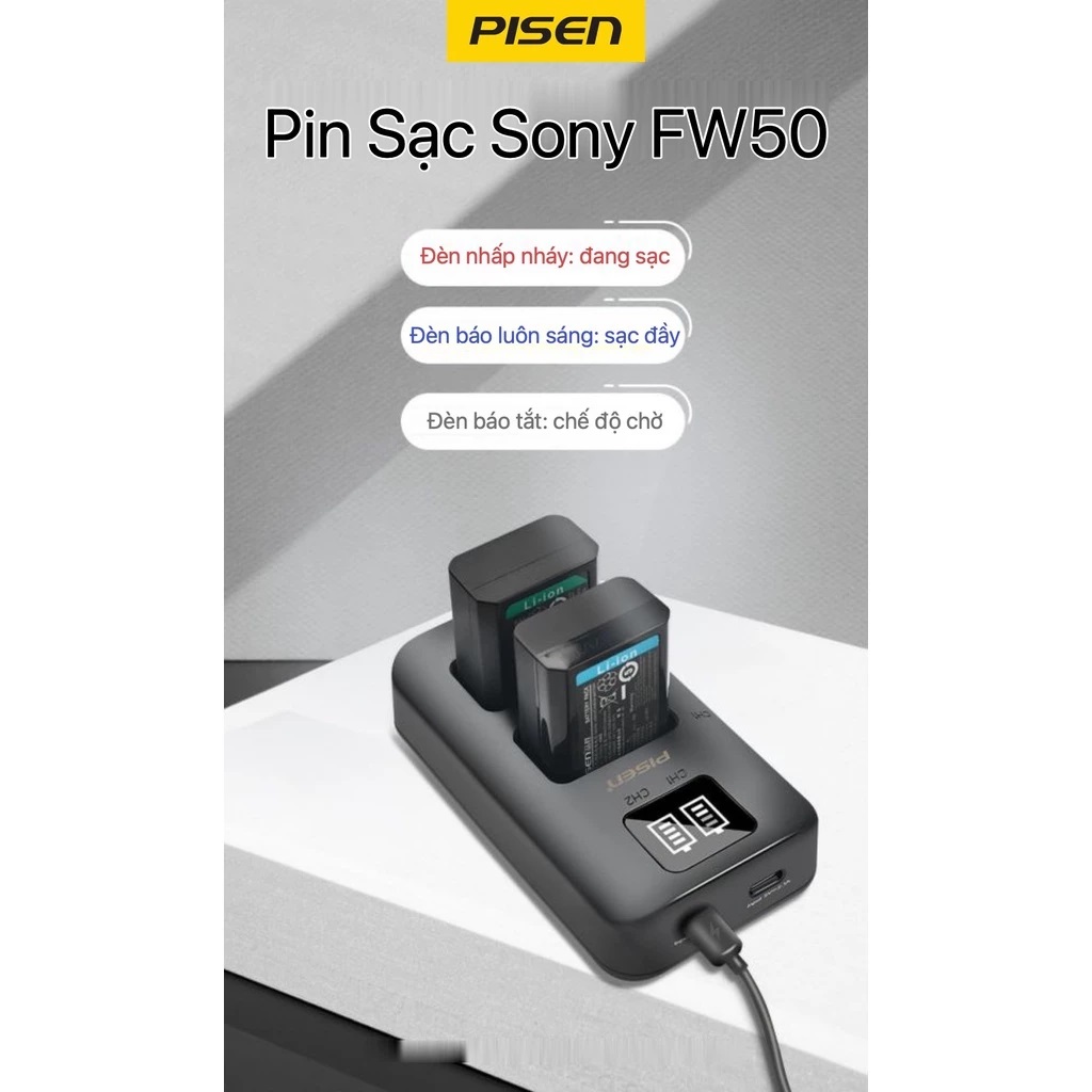 Pin sạc Pisen NP-FW50(New) dùng cho Sony