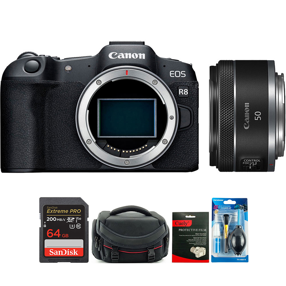 Canon EOS R8 (Chính hãng) (Thẻ Nhớ 64GB + Túi Máy Ảnh + Bộ Vệ Sinh, Kèm Lens Canon RF 50mm f/1.8 STM)