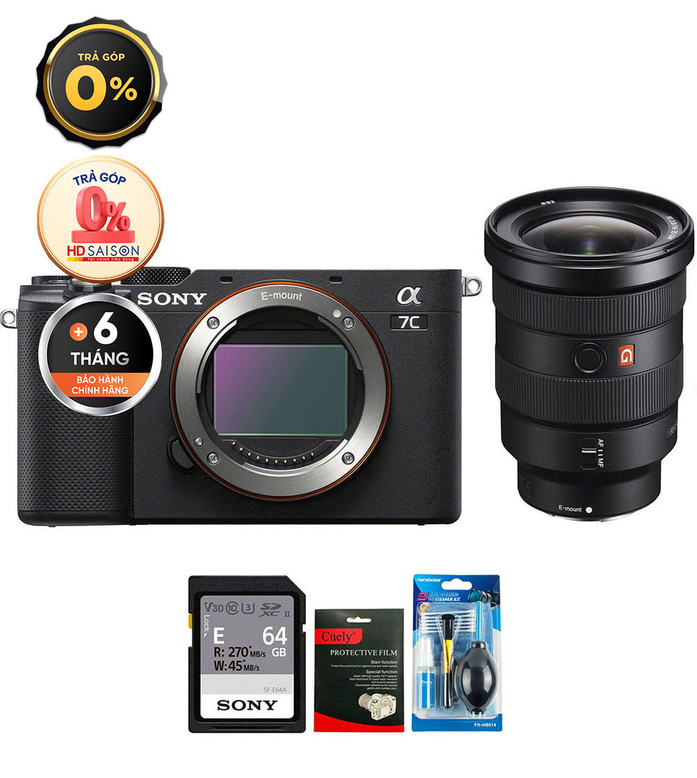 Sony A7C + FE 16-35mm GM (Chính hãng) (Thẻ Nhớ 64GB + Bộ Vệ Sinh, Body + FE 16-35mm f/2.8)