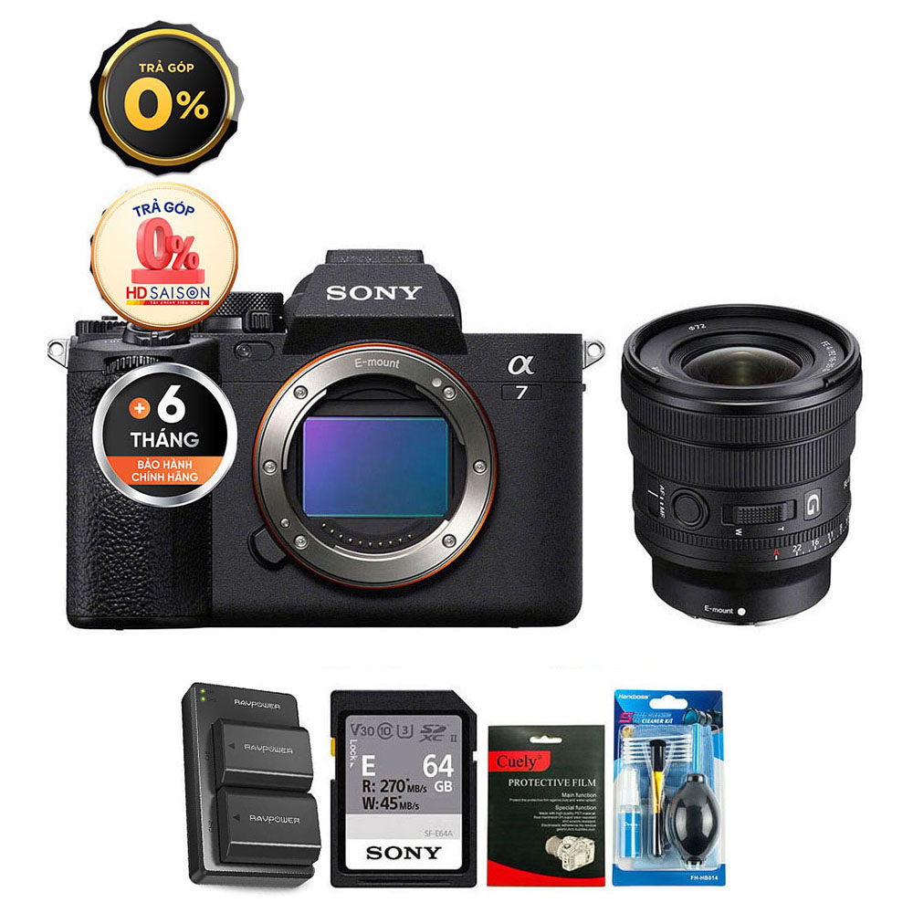 Sony A7 IV + FE PZ 16-35mm f/4 G (Chính hãng) (Bộ Pin Sạc + Thẻ Nhớ 64GB + Bộ Vệ Sinh)