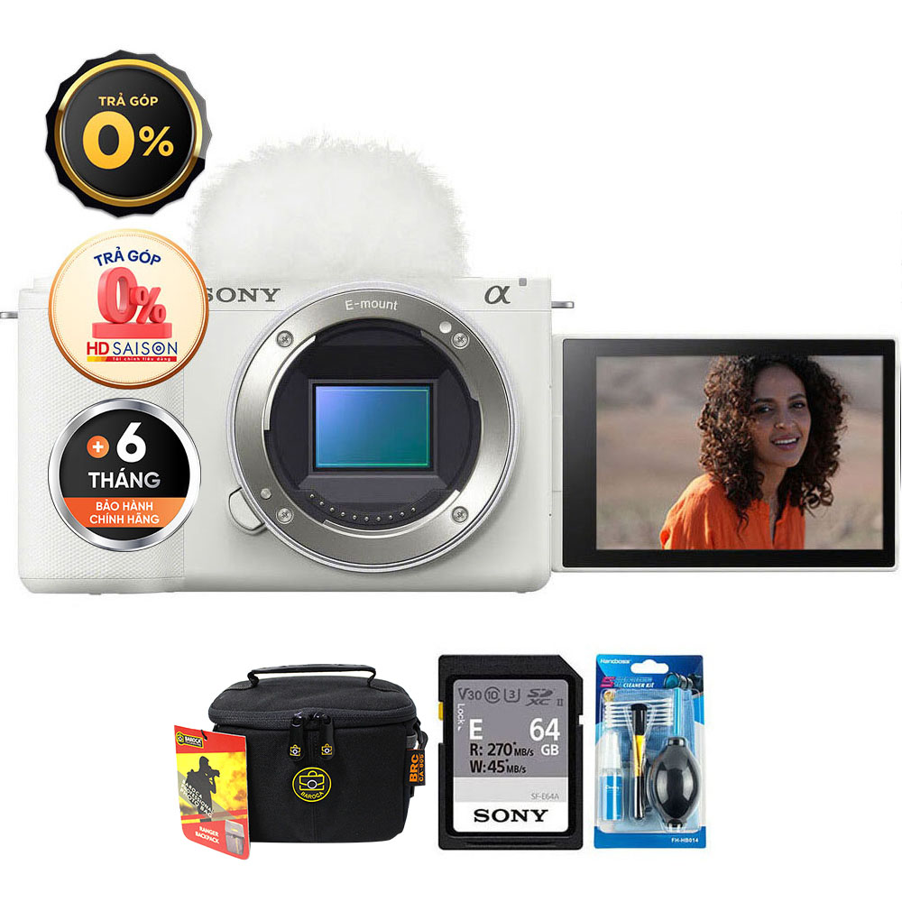 Sony ZV-E10 II (Chính hãng) (Thẻ Nhớ 64GB + Túi Máy Ảnh + Bộ Vệ Sinh, Body Only, White)