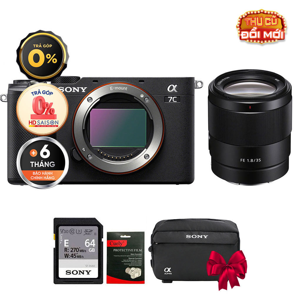 Sony A7C FE 35mm f/1.8 (Chính hãng) (Thẻ Nhớ 64GB Túi Máy Ảnh)