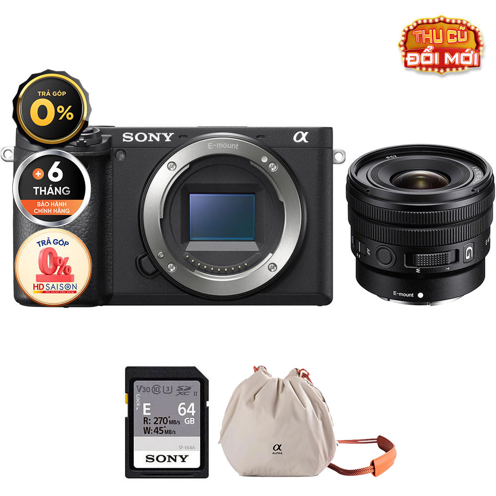 Sony A6400 E 10-20mm f/4 PZ G (Chính hãng) (Body Sony E PZ 10-20mm f/4, Thẻ Nhớ 64GB Túi Máy Ảnh)