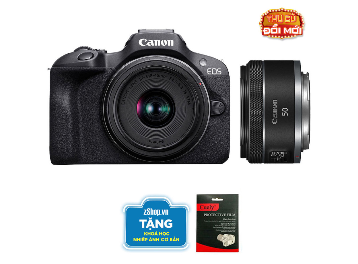 Canon EOS R100 Kit 18-45mm +RF 50 f/1.8 STM Chính hãng