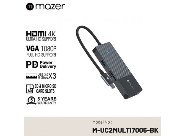 Cổng chuyển đổi Mazer Multimedia Pro Hub 8-in-1 USB-C