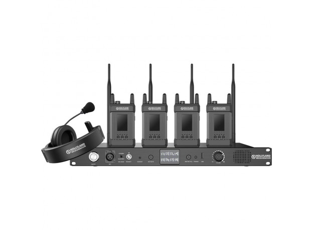 Hệ thống Hollyland Syscom 1000T-4B Full-Duplex Intercom System with 4 Beltpacks and Hea...
