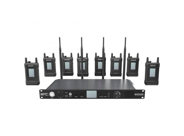 Hệ thống Hollyland Syscom 1000T-8B Full-Duplex Intercom System with 8 Beltpacks and Hea...