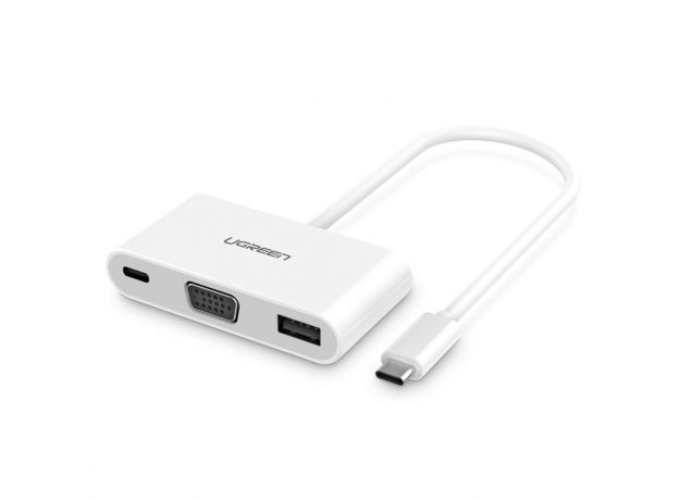 Cáp chuyển USB Type C 3.1 sang USB 3.0 và VGA cho Macbook 2015 Ugreen 30376 (Chính hãng)