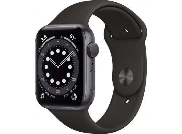 M06P3 - Apple Watch Series 6 Space Gray Aluminum Case with Sport Band (GPS + Cellular -...