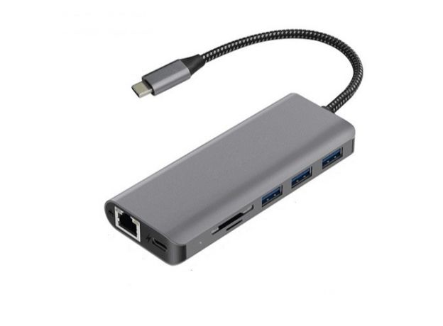 Hub USB Type-C ICORE 7 Cổng USB 3.0/SD/TF/LAN RJ45/Type-C HYD-9849T