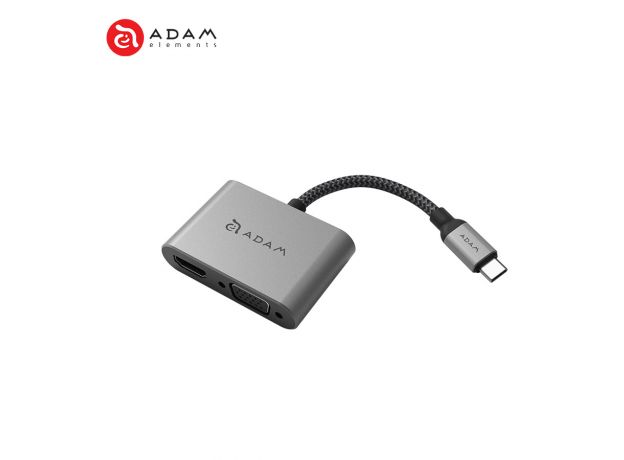 Cổng chuyển 2in1 USB-C Adam Elements Casa To HDMI & VGA