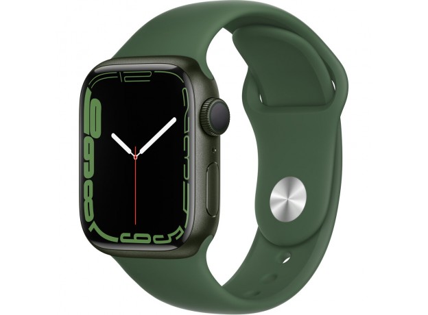 Apple Watch Series 7 (GPS, 41mm, Green Aluminum, Clover Sport Band)